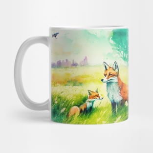 Mama Fox With Her Baby Watercolor Art Mug